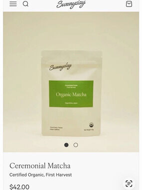 Sunnyday Ceremonial Matcha Green Tea Powder. Beauty from within